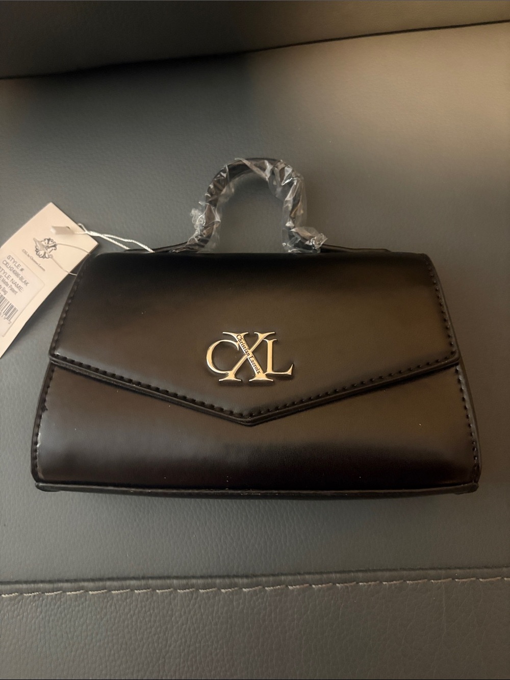Christian Lacroix Black Mini Top-Handle crossbody Bag with Gold CXL Logo